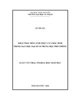 Khai thác bối cảnh thực trong dạy học Đại số 10 Trung học phổ thông (LV thạc sĩ)