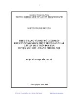 Thực trạng và một số giải pháp khuyến nông nhằm phát triển sản xuất cây ăn quả trên địa bàn huyện sóc sơn - thành phố hà nội