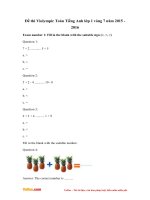 Đề thi Violympic Toán Tiếng Anh lớp 1 vòng 7 năm 2015  2016