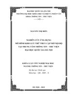 Nghiên cứu ứng dụng mô hình kho lưu trữ truy cập mở nội bộ tại Trung tâm Thông tin – Thư viện, Đại học Quốc gia Hà Nội