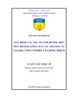 Xác định các yếu tố ảnh hưởng đến mức độ hài lòng của các nhà đầu tư tại khu công nghiệp Tân Đông Hiệp B