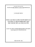Nâng cao chất lượng nguồn nhân lực tại Công ty Trách nhiệm hữu hạn Một thành viên ALS Thái Nguyên (LV thạc sĩ)