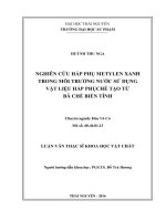 Nghiên cứu hấp phụ metylen xanh trong môi trường nước sử dụng vật liệu hấp phụ chế tạo từ bã chè biến tính (LV thạc sĩ)