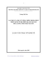 Vai trò của phụ nữ nông thôn trong phát triển kinh tế hộ trên địa bàn huyện phú lương tỉnh thái nguyên