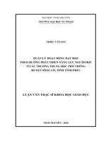Quản lý hoạt động dạy học theo hướng phát triển năng lực người học ở các trường THPT huyện Sông Lô, tỉnh Vĩnh Phúc (LV thạc sĩ)