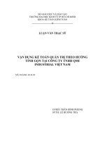 Vận dụng kế toán quản trị theo hướng tinh gọn tại Công ty TNHH QMI Industrial Việt Nam