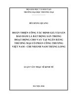 luận văn thạc shoàn thiện công tác định giá tài sản bảo đảm là bất động sản trong hoạt động cho vay tại ngân hàng thƣơng mại cổ phần công thƣơng  việt nam   chi nhánh nam thăng long 