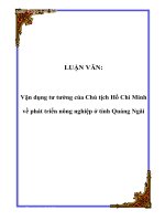 LUẬN VĂN Vận dụng tư tưởng của Chủ tịch Hồ Chí Minh về phát triển nông nghiệp ở tỉnh Quảng Ngãi