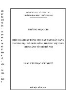 Hiệu quả hoạt động cho vay tại ngân hàng thƣơng mại cổ phần công thƣơng việt nam chi nhánh tây hồ hà nội