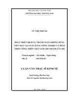 luận văn thạc sĩ  phát triển dịch vụ thanh toán không dùng tiền mặt tại ngân hàng nông nghiệp và phát triển nông thôn việt nam chi nhánh tây đô 