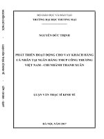 luận văn thạc sĩ   phát triển hoạt động cho vay khách hàng cá nhân tại ngân hàng TMCP công thƣơng việt nam   chi nhánh thanh xuân