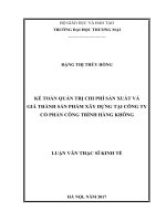 luận văn thạc sĩ kế toán quản trị chi phí sản xuất và  giá thành sản phẩm xây dựng tại công ty cổ phần công trình hàng không