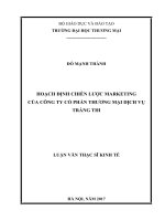 Hoạch định chiến lƣợc marketing  của công ty cổ phần thƣơng mại dịch vụ tràng thi