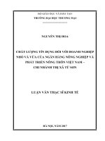 luận văn thạc sĩ  chất lƣợng tín dụng đối với doanh nghiệp nhỏ và vừa của ngân hàng nông nghiệp và phát triển nông thôn việt nam   chi nhánh thị xã từ sơn 