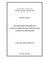 luận văn thạc sĩ kế toán hàng tồn kho tại công ty TNHH sản xuất thƣơng mại và dịch vụ anh nguyên