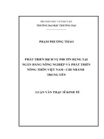 luận văn thạc sĩ  phát triển dịch vụ phi tín dụng tại ngân hàng nông nghiệp và phát triển nông thôn việt nam   chi nhánh trung yên