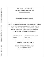luận văn thạc sĩ  phát triển cho vay khách hàng cá nhân tại ngân hàng thƣơng mại cổ phần công thơng việt nam   chi nhánh khu công nghiệp hải dƣơng