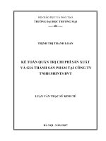 luận văn thạc sĩ kế toán quản trị chi phí sản xuất và giá thành sản phẩm tại công ty trách nhiệm hữu hạn shints BVT 