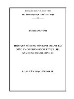 luận văn thạc sĩ Hiệu quả sử dụng vốn kinh doanh tại công ty cổ phần sản xuất vật liệu xây dựng thành công iii