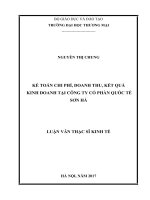 luận văn thạc sĩ kế toán chi phí, doanh thu và kết quả kinh doanh tại công ty cổ phần quốc tế sơn hà