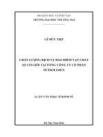 luận văn thạc sĩ  chất lƣợng dịch vụ bảo hiểm vật chất xe cơ giới tại tổng công ty cổ phần petrolimex 
