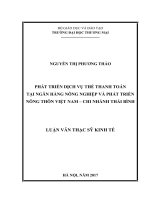 luận văn thạc sĩ  phát triển dịch vụ thẻ thanh toán tại ngân hàng nông nghiệp và phát triển nông thôn việt nam – chi nhánh thái bình 