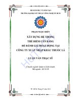 Xây dựng hệ thống thẻ điểm cân bằng để đánh giá hoạt động tại Công ty xuất nhập khẩu thuốc lá