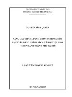 luận văn thạc sĩ nâng cao chất lƣợng cho vay hộ nghèo tại ngân hàng chính sách xã hội việt nam – chi nhánh thành phố hà nội 