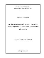 luận văn thạc sĩ  quản trị rủi ro tín dụng của ngân hàng hợp tác xã việt nam – chi nhánh hải dƣơng 