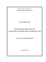 luận văn thạc sĩ kế toán hoạt động thu, chi tại viện hàn lâm khoa học xã hội việt nam 346 