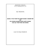 luận văn thạc sĩ  quản lý thu thuế TNDN đối với các doanh nghiệp ngoài quốc doanh tại cục thuế tỉnh hải dƣơng 
