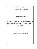 luận văn thạc sĩ kế toán chi phí, doanh thu và kết quả kinh doanh tại công ty TNHH makita việt nam 