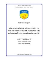 Xây dựng mô hình kế toán quản trị chi phí cho các doanh nghiệp sản xuất chế biến gỗ trên địa bàn tỉnh Bình Phước