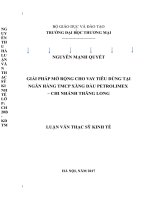 Giải pháp mở rộng cho vay tiêu dùng tại ngân hàng tmcp xăng dầu petrolimex – chi nhánh thăng long 