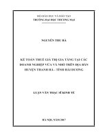 luận văn thạc sĩ kế toán thuế giá trị gia tăng tại các doanh nghiệp vừa và nhỏ trên địa bàn huyện thanh hà   tỉnh hải dƣơng 