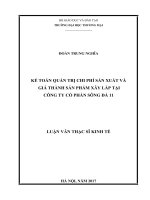 luận văn thạc sĩ kế toán quản trị chi phí sản xuất và giá thành sản phẩm xây lắp tại công ty cổ phần sông đà 11