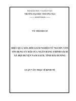luận văn thạc sĩ Hiệu quả xóa đói giảm nghèo từ nguồn vốn tín dụng ƣu đ i của ngân hàng chính sách x  hội huyện nam sách, tỉnh hải dƣơng