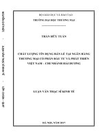 luận văn thạc sĩ  chất lƣợng tín dụng bán lẻ tại ngân hàng thƣơng mại cổ phần đầu tƣ và phát triển  việt nam – chi nhánh hải dƣơng 