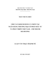 luận văn thạc sĩ  cho vay khách hàng cá nhân tại ngân hàng thƣơng mại cổ phần đầu tƣ và phát triển việt nam – chi nhánh hải dƣơng bài 3 