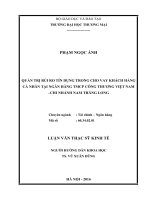 luận văn thạc sĩ  quản trị rủi ro tín dụng trong cho vay khách hàng cá nhân tại ngân hàng tmcp công thƣơng việt nam –chi nhánh nam thăng long