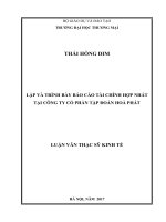 luận văn thạc sĩ lập và trình bày báo cáo tài chính hợp nhất  tại công ty cổ phần tập đoàn hoà phát 