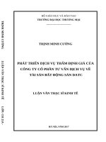 luận văn thạc sĩ  phát triển dịch vụ thẩm định giá của công ty cổ phần tƣ vấn – dịch vụ về tài sản – bất động sản DATC 