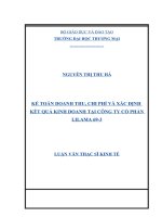 luận văn thạc sĩ kế toán doanh thu, chi phí và xác định kết quả kinh doanh tại công ty cổ phần LILAMA 