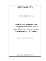 Luận văn thạc sĩ Nông nghiệp Nghiên cứu mật độ khoảng cách và chế độ bón phân cho cây ngô lai trồng trên đất đen (chromic luvisols) ở huyện Krông Păc tỉnh Đăk Lăk