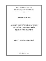 luận văn thạc sĩ  quản lý nhà nƣớc về phát triển bền vững làng nghề trên địa bàn tỉnh bắc ninh