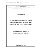 Quản lý thuế đối với doanh nghiệp ngoài quốc doanh tại Chi Cục thuế thành phố Vĩnh Yên, tỉnh Vĩnh Phúc (LV thạc sĩ)