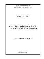 luận văn thạc sĩ  quản lý chi ngân sách nhà nƣớc tại huyện tứ kỳ, tỉnh hải dƣơng 