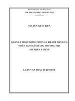 luận văn thạc sĩ  quản lý hoạt động cho vay khách hàng cá nhân tại ngân hàng thƣơng mại cổ phần á châu