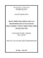 Quản trị kinh doanh Hoàn thiện hoạt động cho vay hộ kinh doanh tại Ngân hàng Nông nghiệp và Phát triển nông thôn huyện Quế Sơn