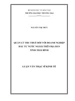 luận văn thạc sĩ  quản lý thu thuế đối với doanh nghiệp đầu tƣ nƣớc ngoài trên địa bàn tỉnh thái bình 